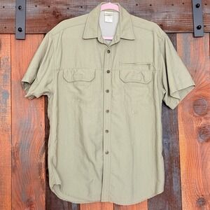 REI Men's Vented Hiking Fishing Shirt Khaki Size M Short Sleeve Nylon Gorpcore